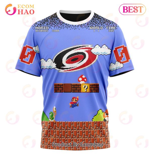 NHL Carolina Hurricanes Special Kits With Super Mario Game Design 3D Hoodie
