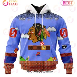 NHL Chicago Blackhawks Special Kits With Super Mario Game Design 3D Hoodie