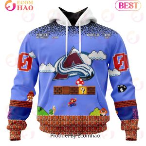 NHL Colorado Avalanche Special Kits With Super Mario Game Design 3D Hoodie