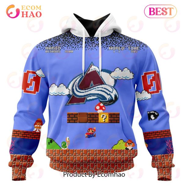NHL Colorado Avalanche Special Kits With Super Mario Game Design 3D Hoodie