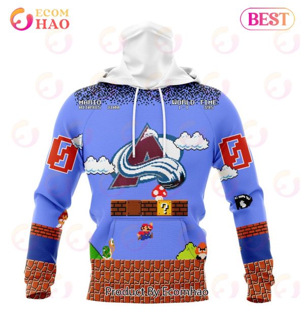 NHL Colorado Avalanche Special Kits With Super Mario Game Design 3D Hoodie