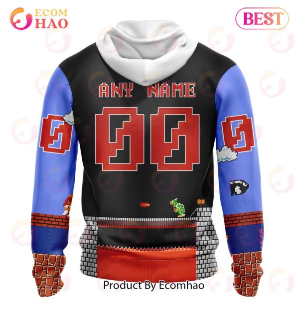 NHL Columbus Blue Jackets Special Kits With Super Mario Game Design 3D Hoodie