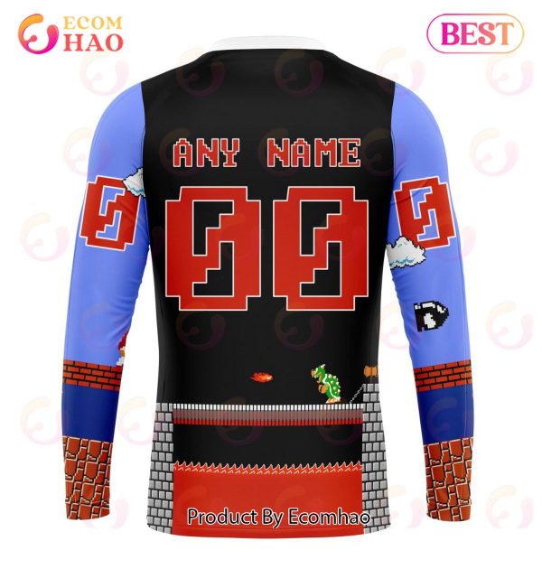 NHL Columbus Blue Jackets Special Kits With Super Mario Game Design 3D Hoodie