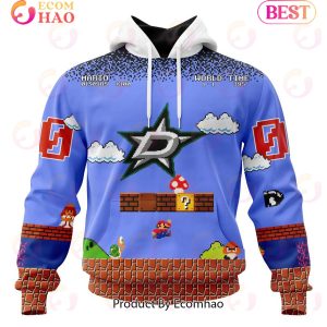 NHL Dallas Stars Special Kits With Super Mario Game Design 3D Hoodie