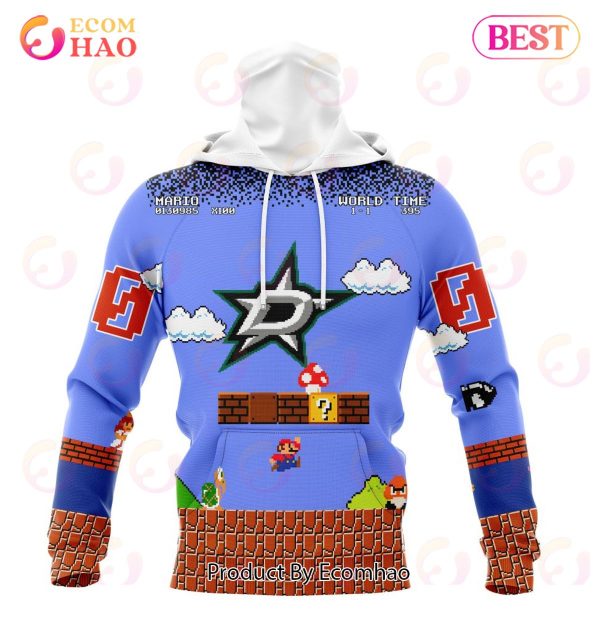 NHL Dallas Stars Special Kits With Super Mario Game Design 3D Hoodie