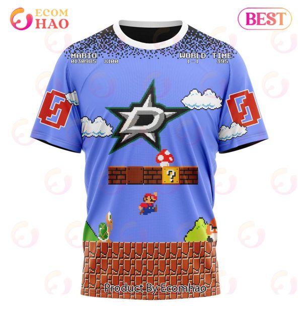 NHL Dallas Stars Special Kits With Super Mario Game Design 3D Hoodie
