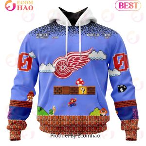 NHL Detroit Red Wings Special Kits With Super Mario Game Design 3D Hoodie