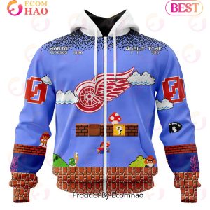 NHL Detroit Red Wings Special Kits With Super Mario Game Design 3D Hoodie