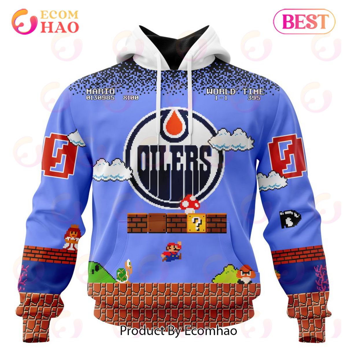 NHL Edmonton Oilers Special Kits With Super Mario Game Design 3D Hoodie