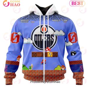 NHL Edmonton Oilers Special Kits With Super Mario Game Design 3D Hoodie