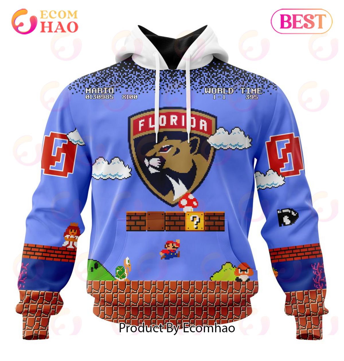 NHL Florida Panthers Special Kits With Super Mario Game Design 3D Hoodie