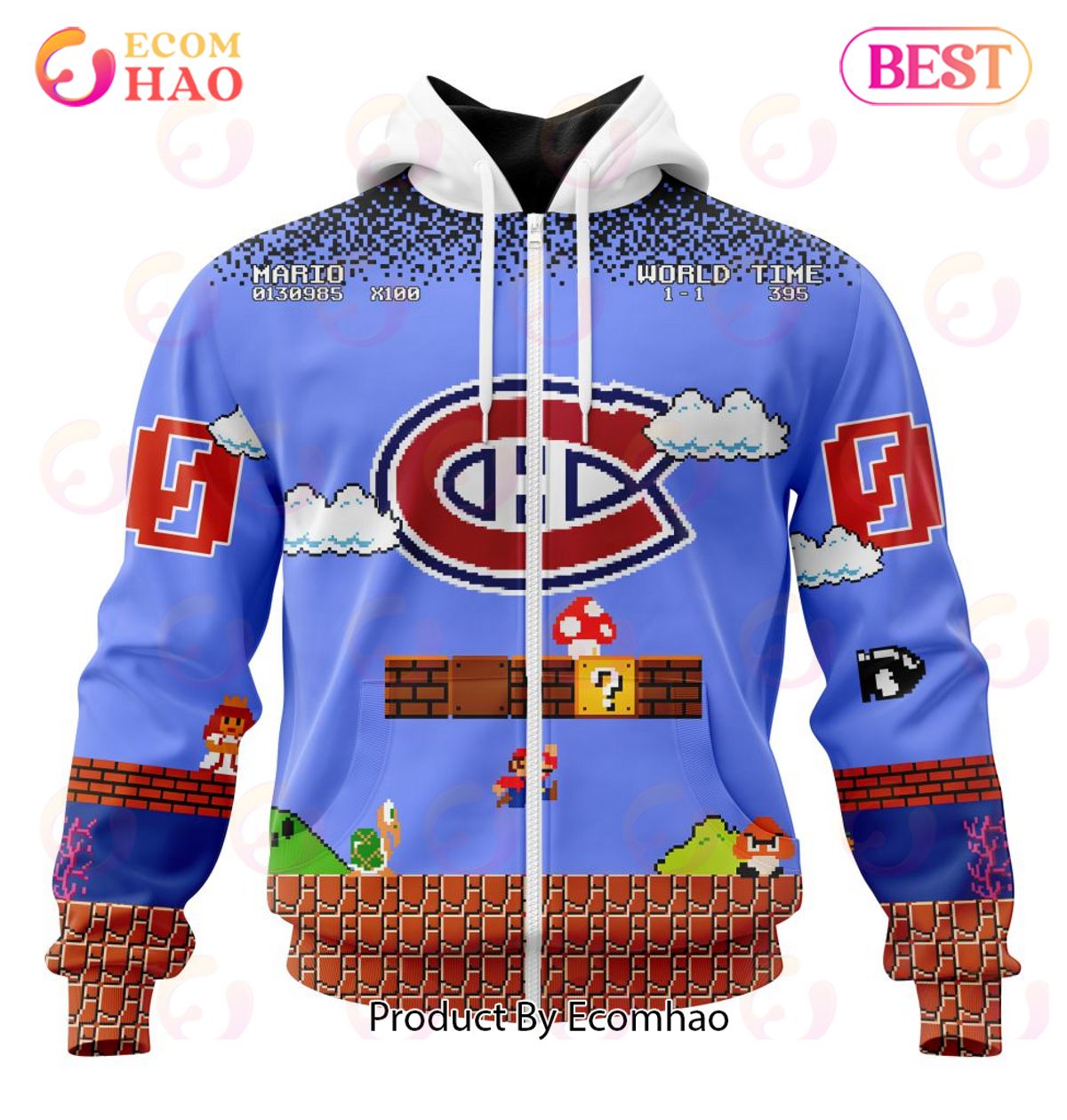 NHL Montreal Canadiens Special Kits With Super Mario Game Design 3D Hoodie