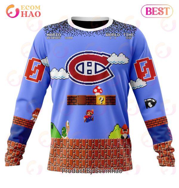NHL Montreal Canadiens Special Kits With Super Mario Game Design 3D Hoodie