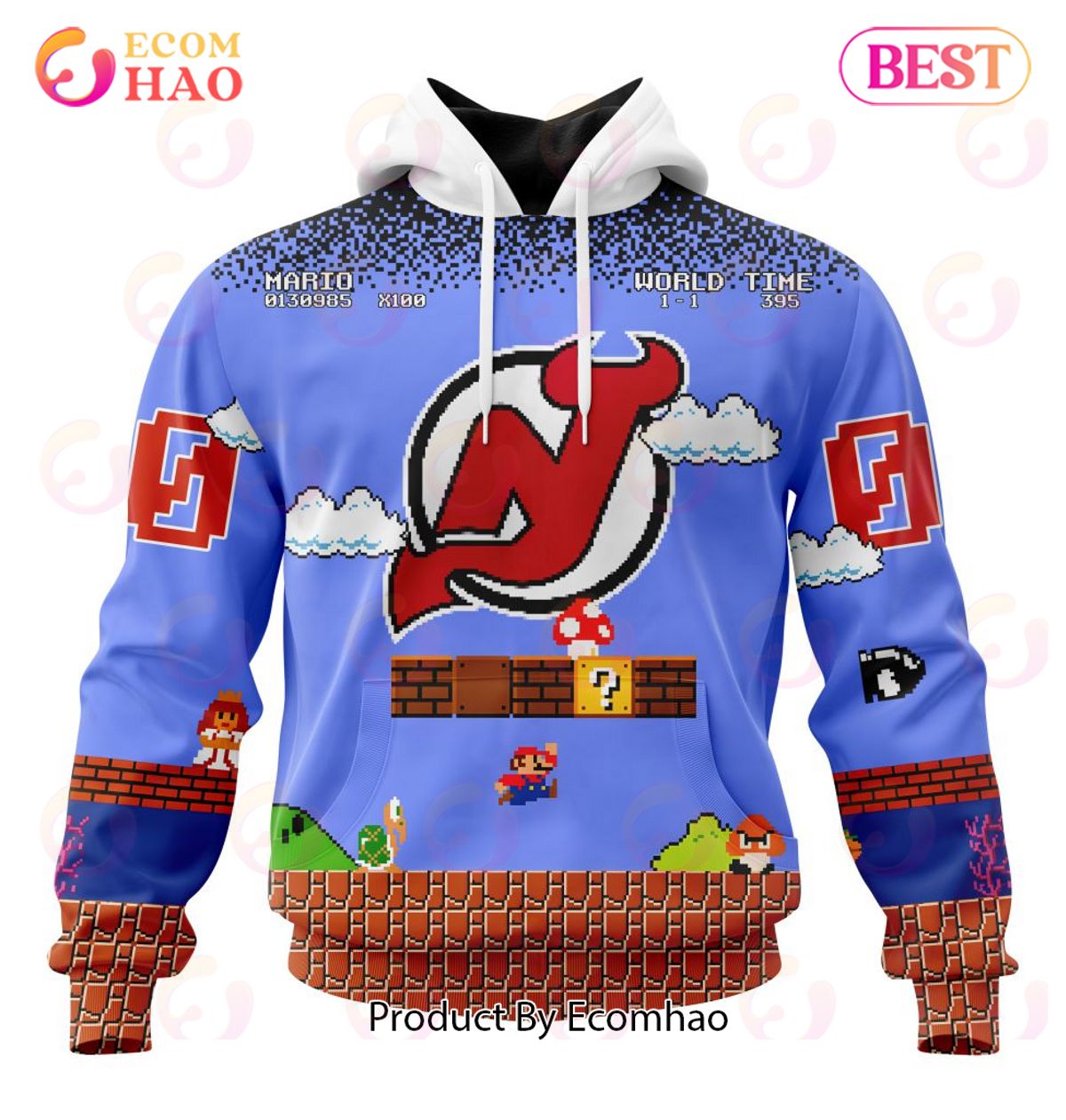 NHL New Jersey Devils Special Kits With Super Mario Game Design 3D Hoodie