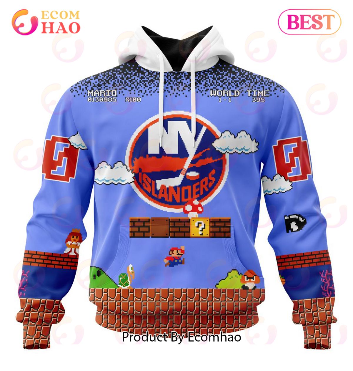 NHL New York Islanders Special Kits With Super Mario Game Design 3D Hoodie