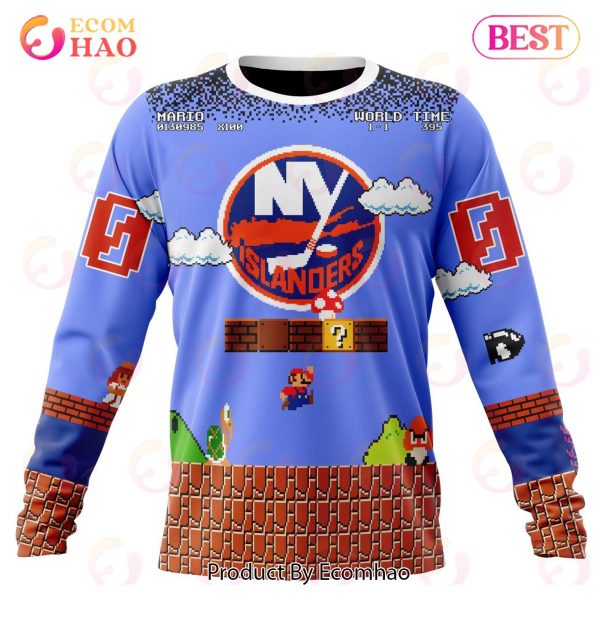 NHL New York Islanders Special Kits With Super Mario Game Design 3D Hoodie