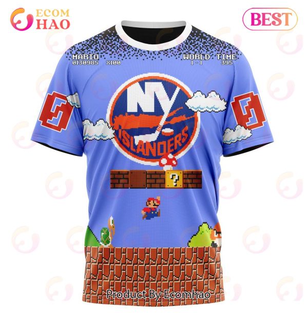 NHL New York Islanders Special Kits With Super Mario Game Design 3D Hoodie