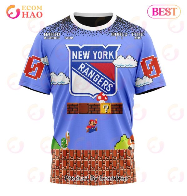 NHL New York Rangers Special Kits With Super Mario Game Design 3D Hoodie