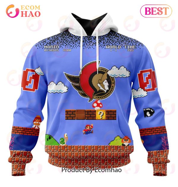 NHL Ottawa Senators Special Kits With Super Mario Game Design 3D Hoodie