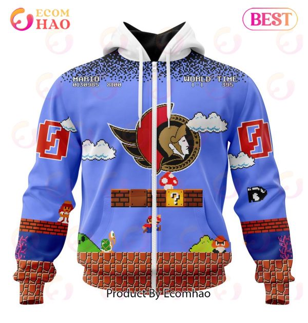 NHL Ottawa Senators Special Kits With Super Mario Game Design 3D Hoodie