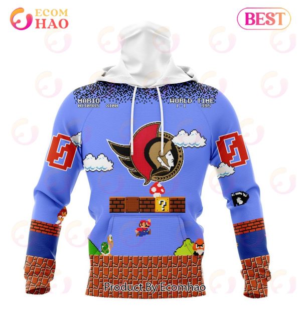 NHL Ottawa Senators Special Kits With Super Mario Game Design 3D Hoodie