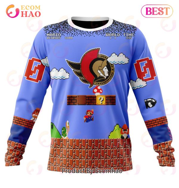 NHL Ottawa Senators Special Kits With Super Mario Game Design 3D Hoodie