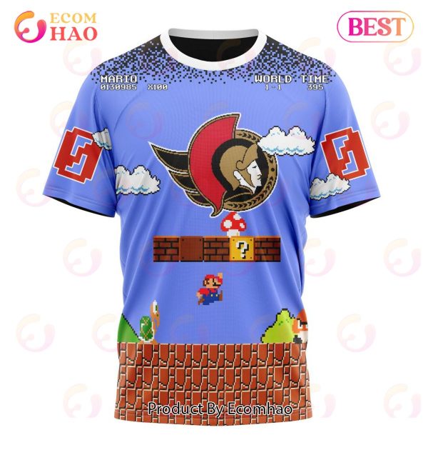 NHL Ottawa Senators Special Kits With Super Mario Game Design 3D Hoodie