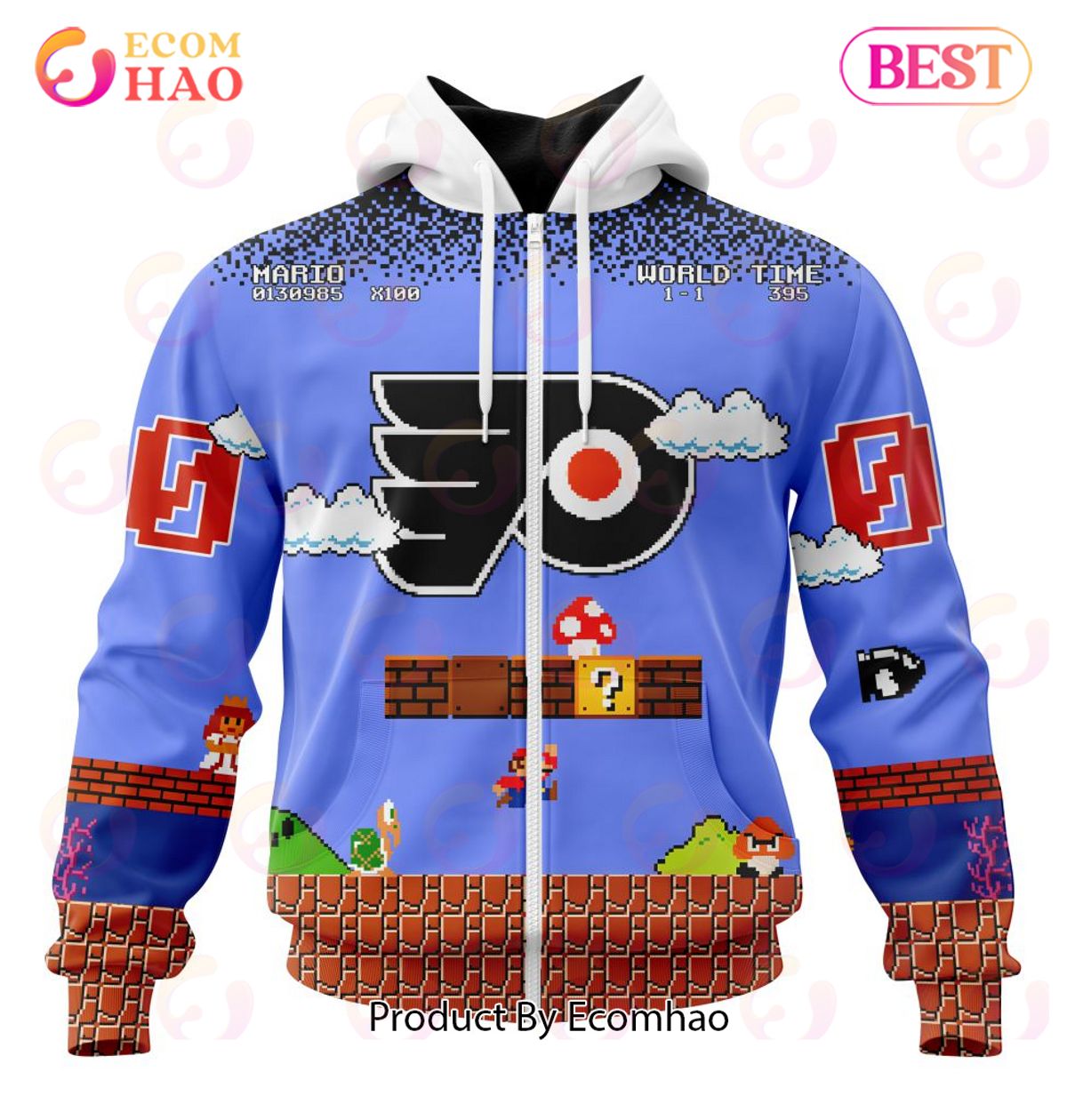 NHL Philadelphia Flyers Special Kits With Super Mario Game Design 3D Hoodie