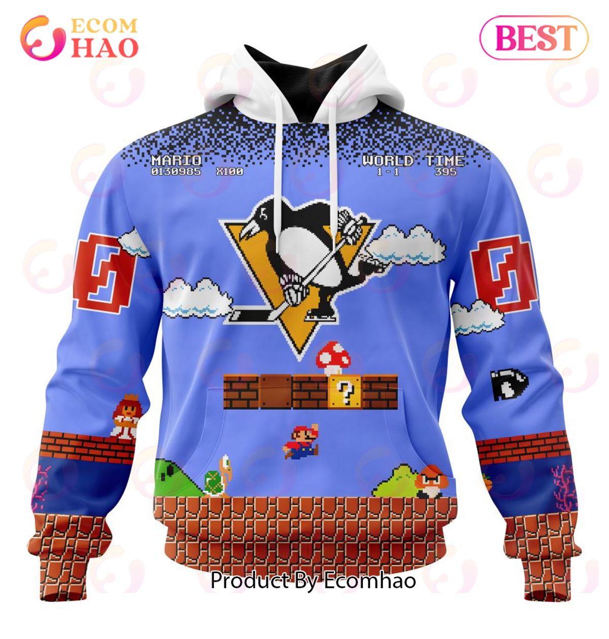 NHL Pittsburgh Penguins Special Kits With Super Mario Game Design 3D Hoodie