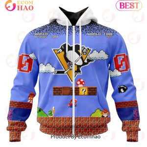 NHL Pittsburgh Penguins Special Kits With Super Mario Game Design 3D Hoodie