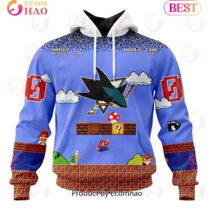 NHL San Jose Sharks Special Kits With Super Mario Game Design 3D Hoodie