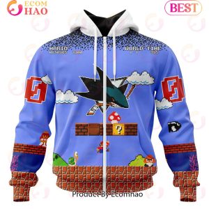 NHL San Jose Sharks Special Kits With Super Mario Game Design 3D Hoodie
