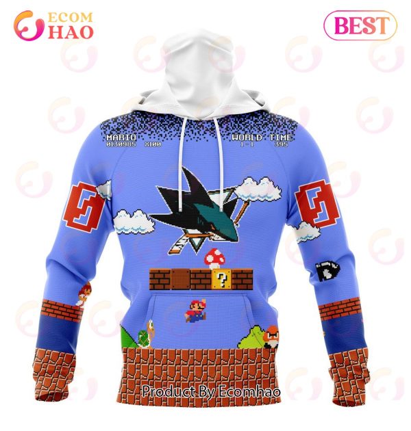 NHL San Jose Sharks Special Kits With Super Mario Game Design 3D Hoodie