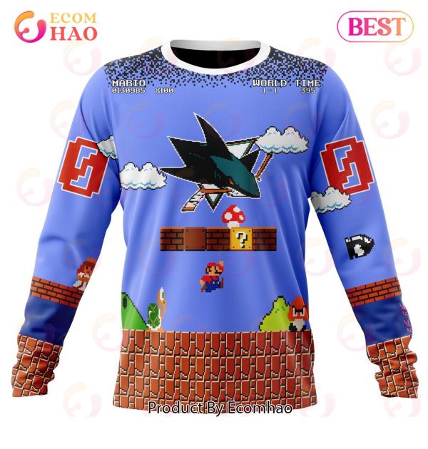 NHL San Jose Sharks Special Kits With Super Mario Game Design 3D Hoodie