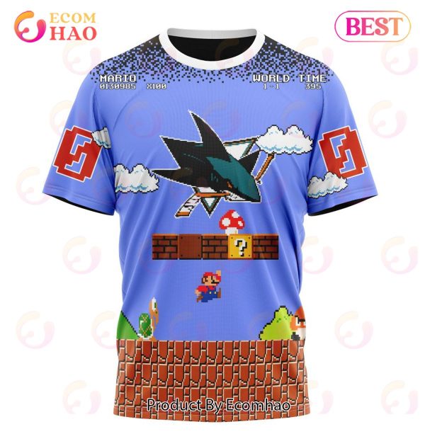 NHL San Jose Sharks Special Kits With Super Mario Game Design 3D Hoodie