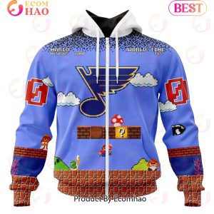 NHL St. Louis Blues Special Kits With Super Mario Game Design 3D Hoodie