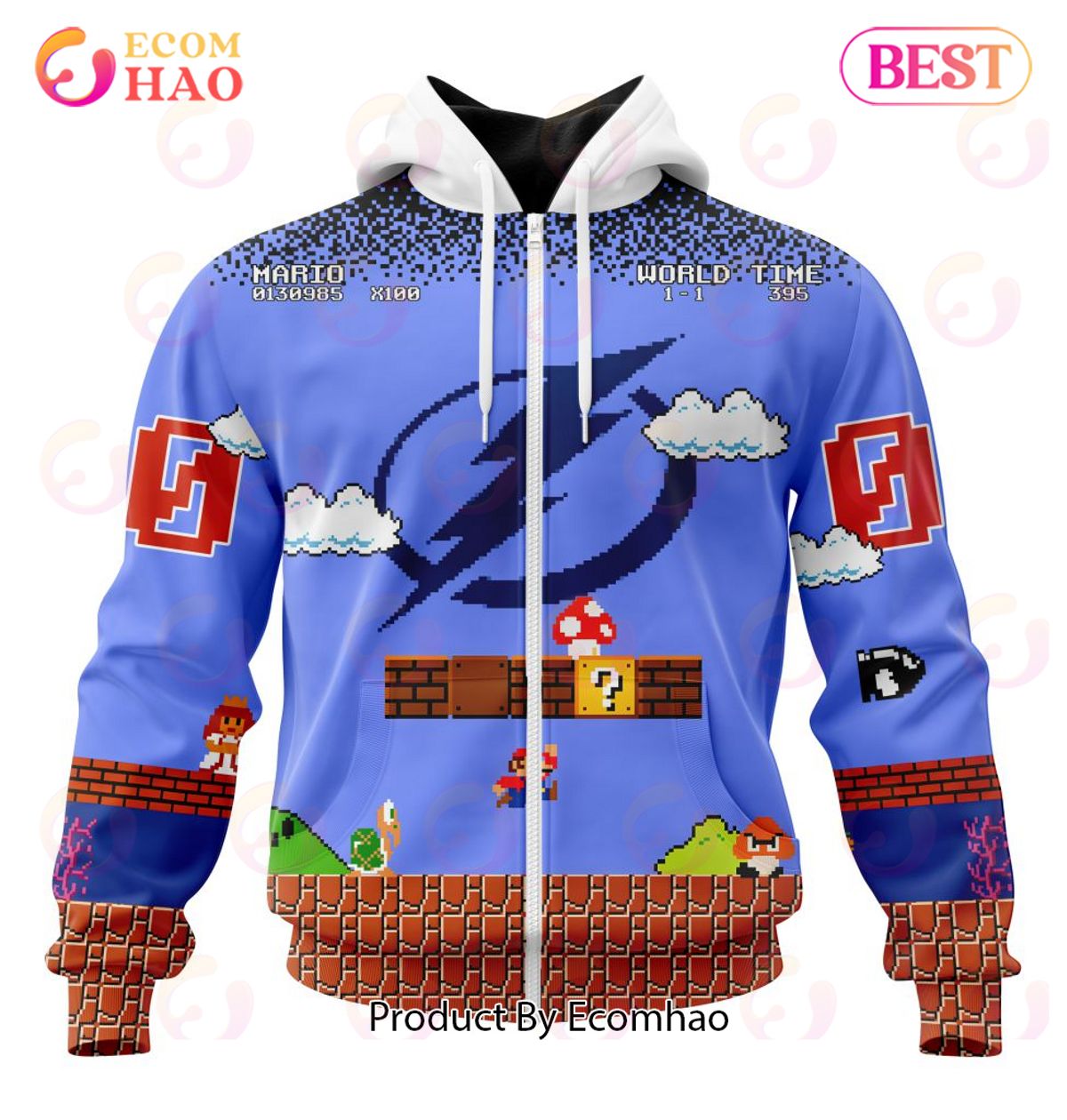 NHL Tampa Bay Lightning Special Kits With Super Mario Game Design 3D Hoodie