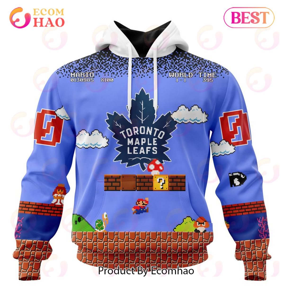 NHL Toronto Maple Leafs Special Kits With Super Mario Game Design 3D Hoodie