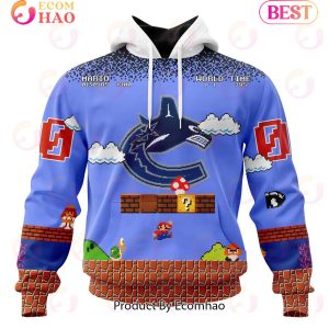 NHL Vancouver Canucks Special Kits With Super Mario Game Design 3D Hoodie