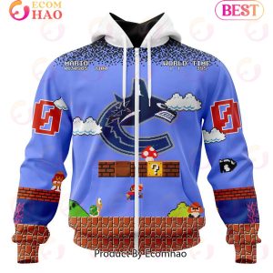 NHL Vancouver Canucks Special Kits With Super Mario Game Design 3D Hoodie