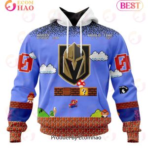 NHL Vegas Golden Knights Special Kits With Super Mario Game Design 3D Hoodie
