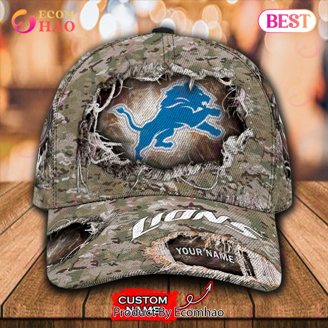 Foranderlig T Vent et øjeblik NFL Detroit Lions Cap Classic Custom Name - Ecomhao Store