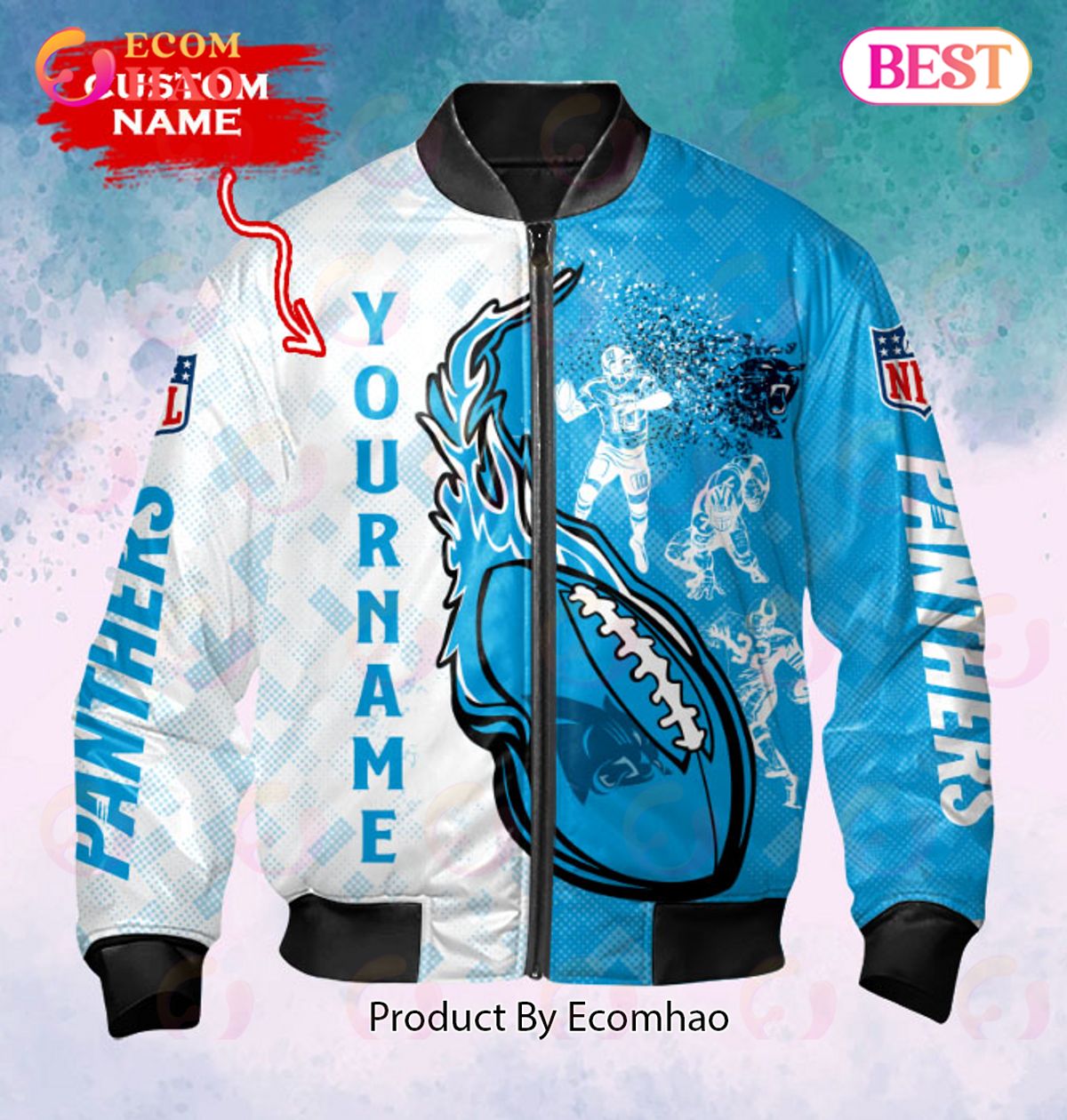 NFL Carolina Panthers Custom Name Bomber Jacket Shirt