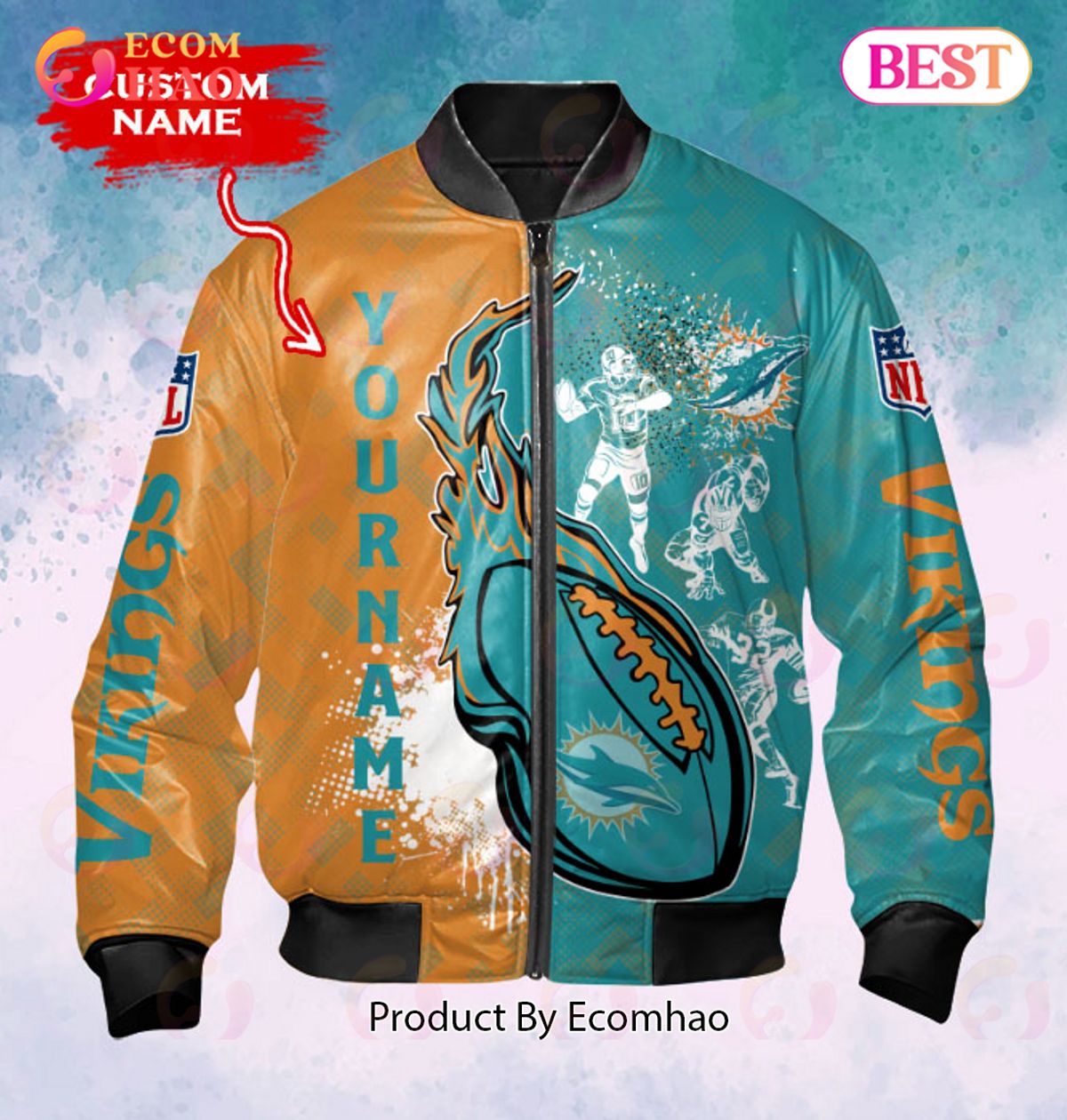 NFL Miami Dolphins Custom Name Bomber Jacket Shirt