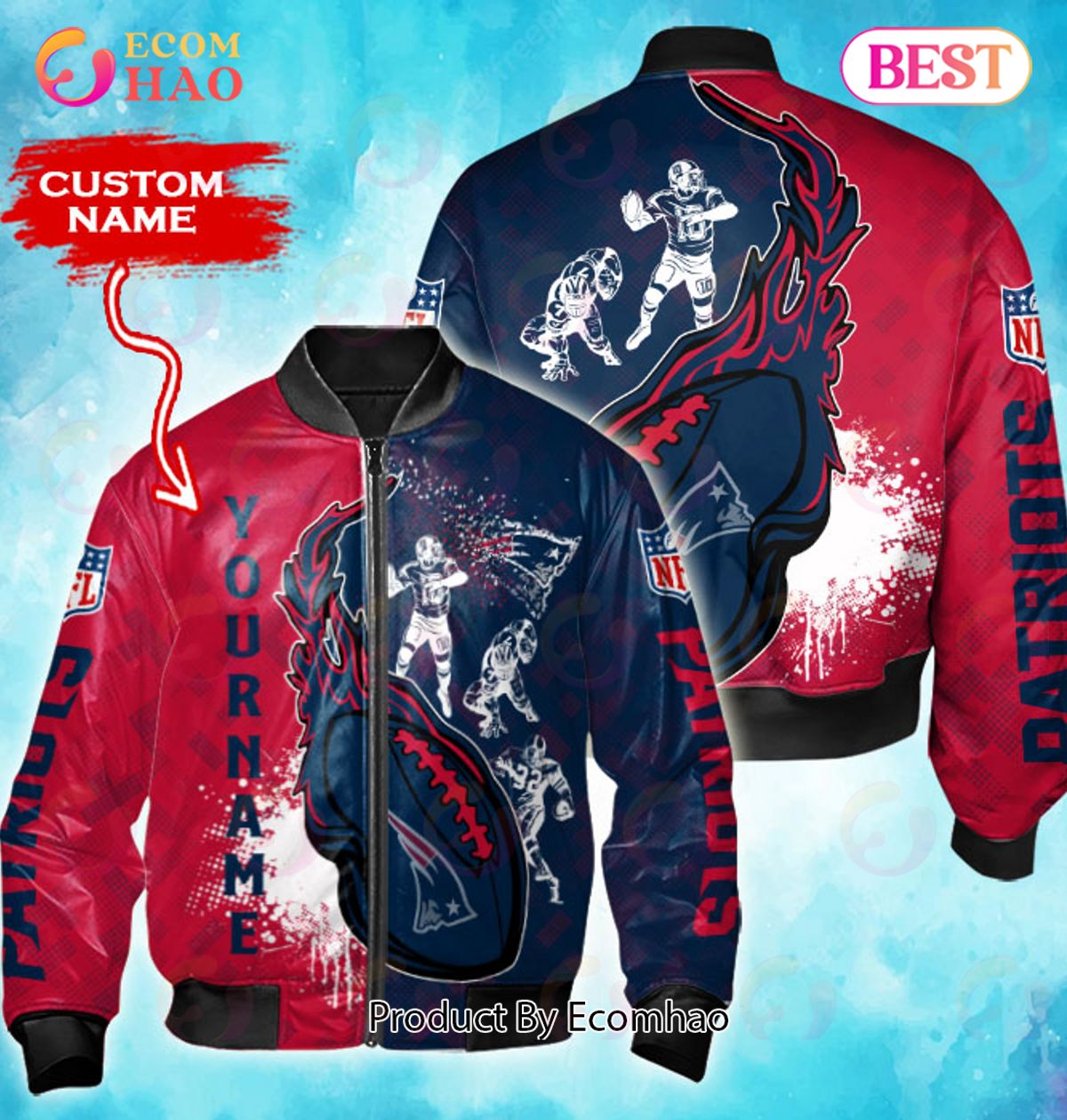 NFL New England Patriots Custom Name Bomber Jacket Shirt