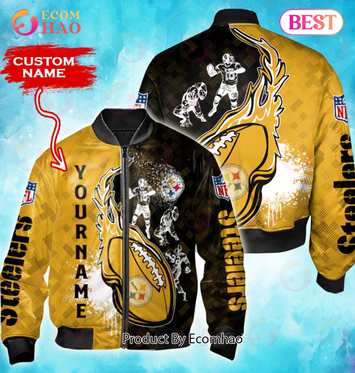 NFL Pittsburgh Steelers Custom Name Bomber Jacket Shirt