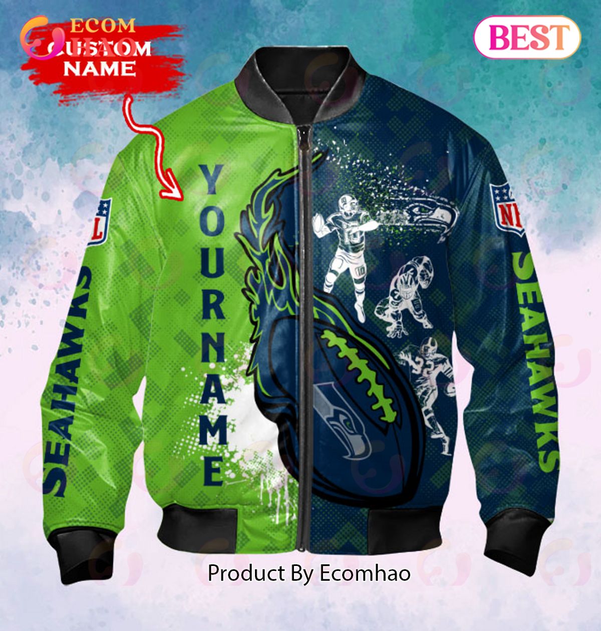 NFL Seattle Seahawks Custom Name Bomber Jacket Shirt