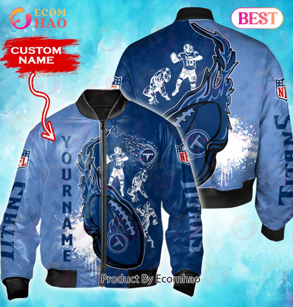 NFL Tennessee Titans Custom Name Bomber Jacket Shirt