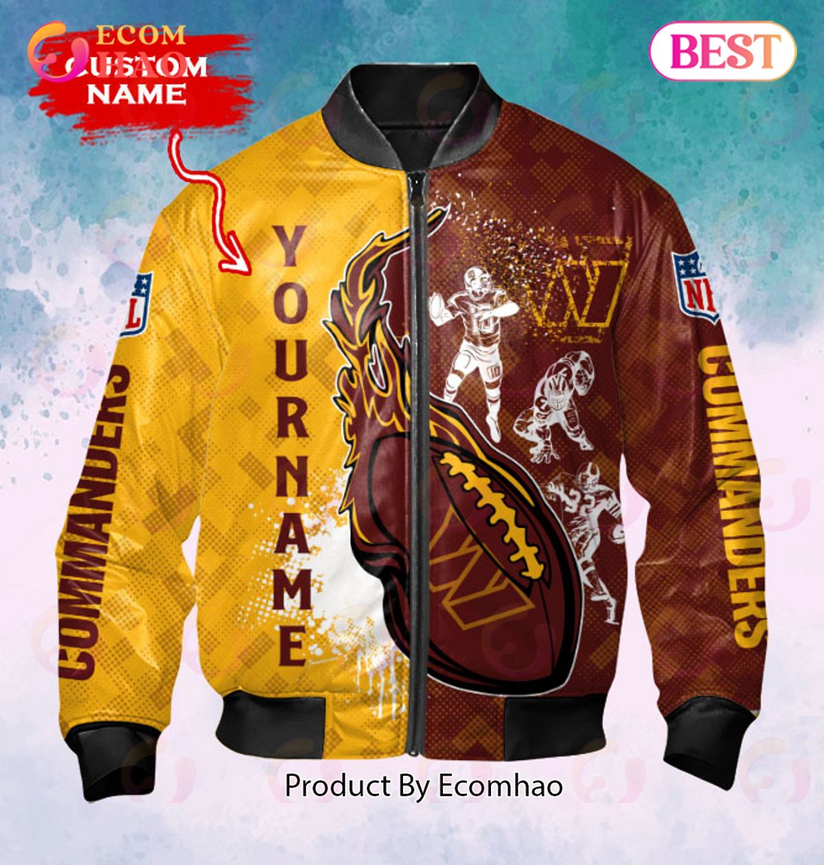 NFL Washington Commanders Custom Name Bomber Jacket Shirt