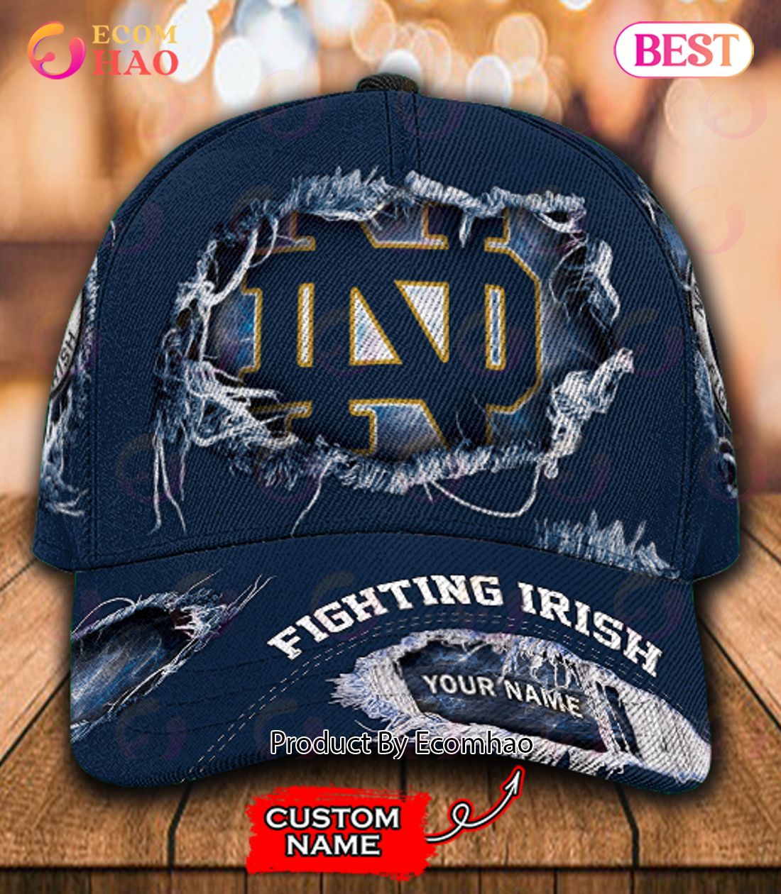 NCAA Notre Dame Fighting Irish Custom Name Classic Cap
